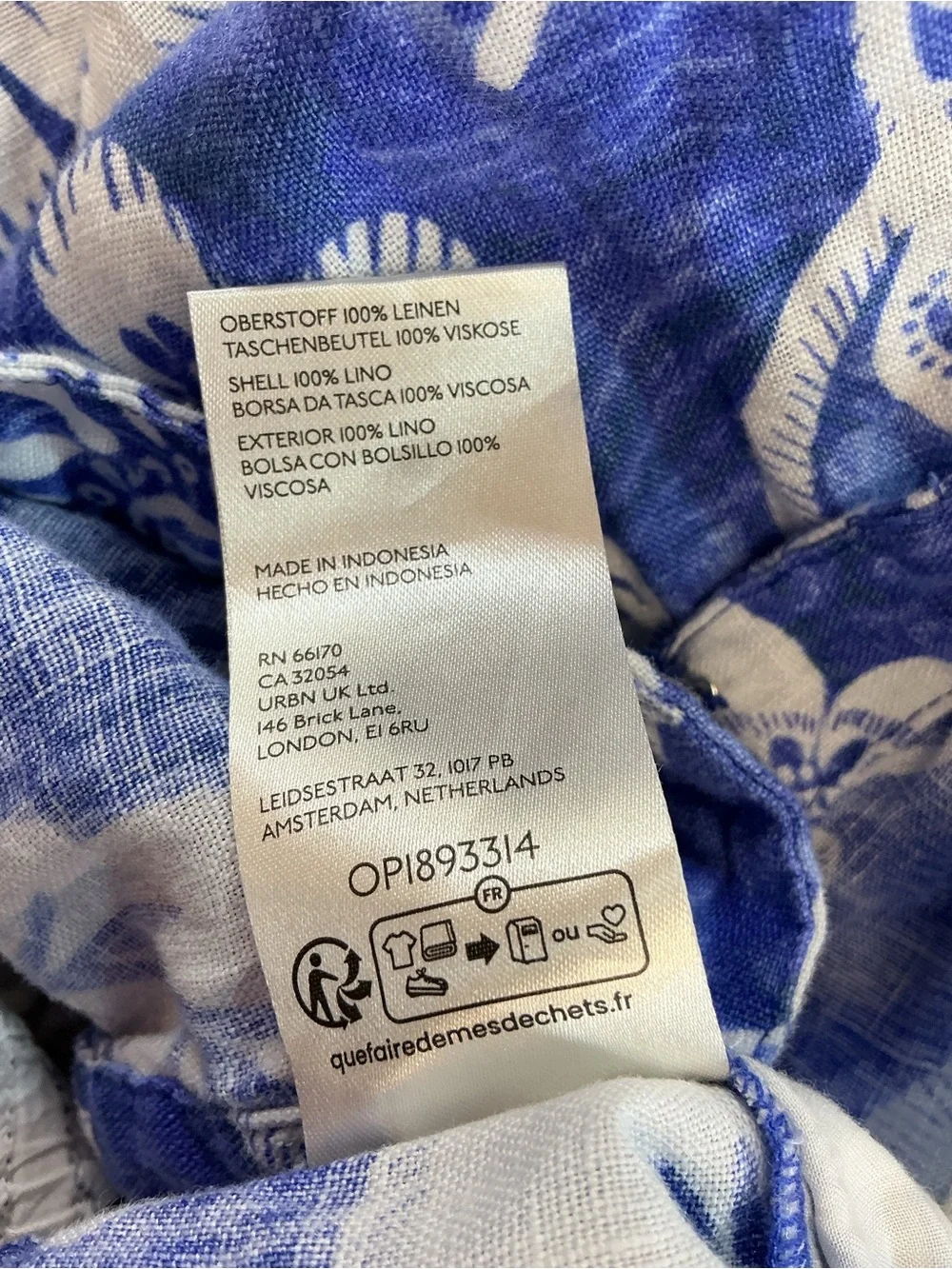 Anthropologie Blue and White Linen Floral One-Piece Romper Size 3X
